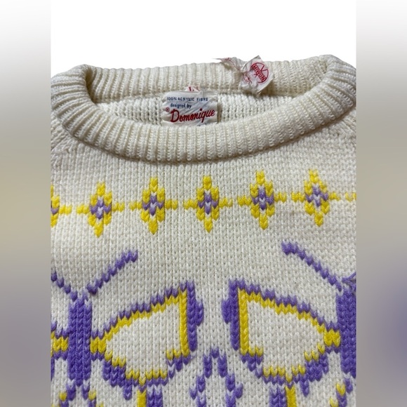 Vintage Acrylic Butterfly Sweater, large - Picture 3 of 9